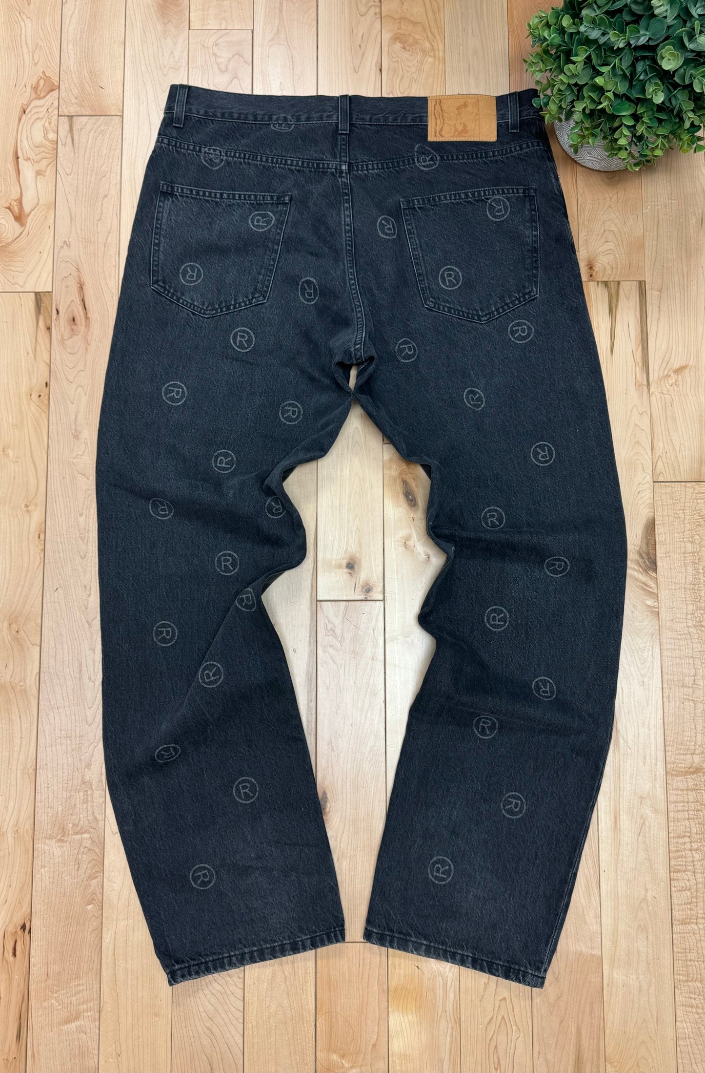 Martine Rose ‘R’ Logo Washed Black Wide Cut Denim