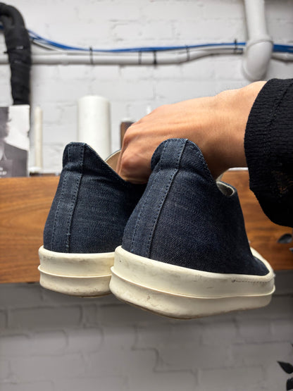 Rick Owens Raw Blue Denim ‘Ramones’ Low Top Sneakers