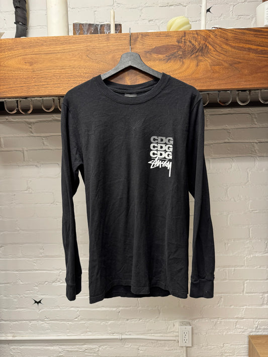 Comme Des Garçons x Stussy Black Logo Long Sleeve Shirt