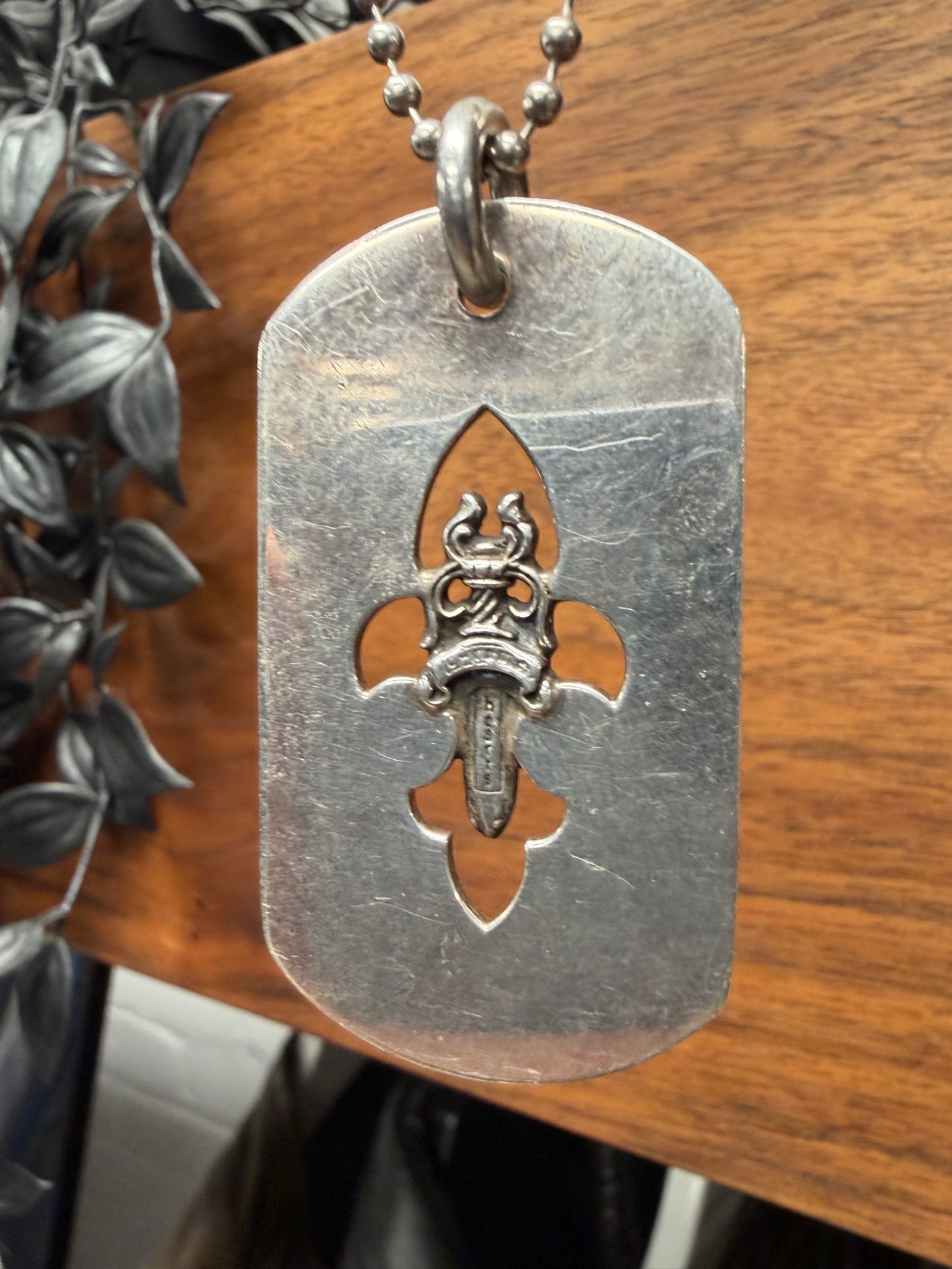 Chrome Hearts Dagger ‘Fleur Cutout’ 925 Silver Dogtag