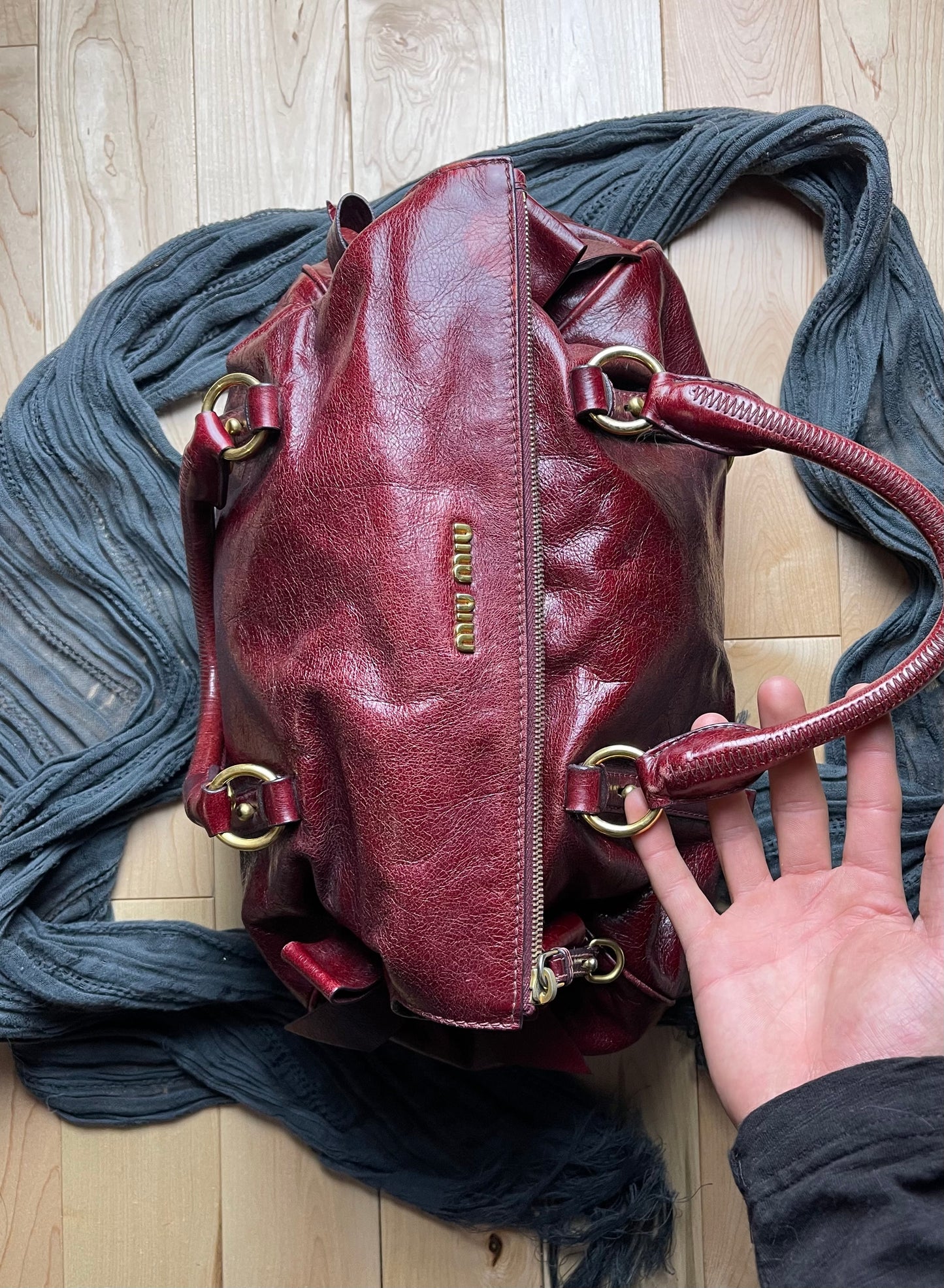 Miu Miu Oxblood Red Leather Bow Bag