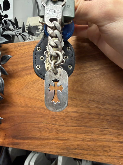 Vintage Chrome Hearts ‘Cross Cutout’ New 925 Silver Dogtag Keychain