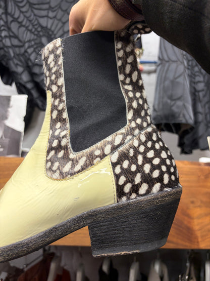 Haider Ackermann Pony Hair ‘Perito Baltoro’ Pointed Toe Patent Leather Chelsea Boots
