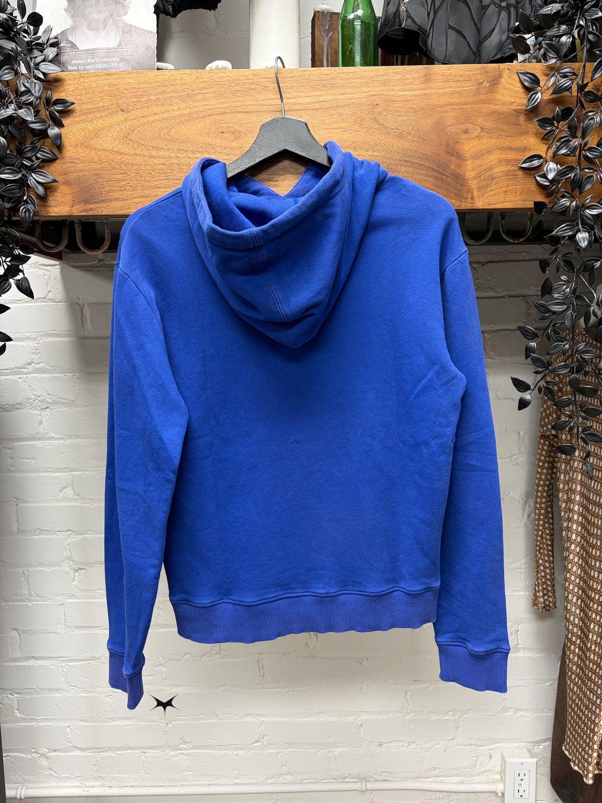 2017 Saint Laurent ‘SL’ Embroidered Crest Logo Blue/Black Pullover Hoodie
