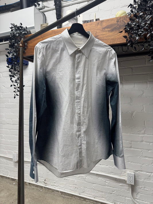 2008 Alexander McQueen ‘Gradient Pinstripe’ White/Blue Button Up Shirt