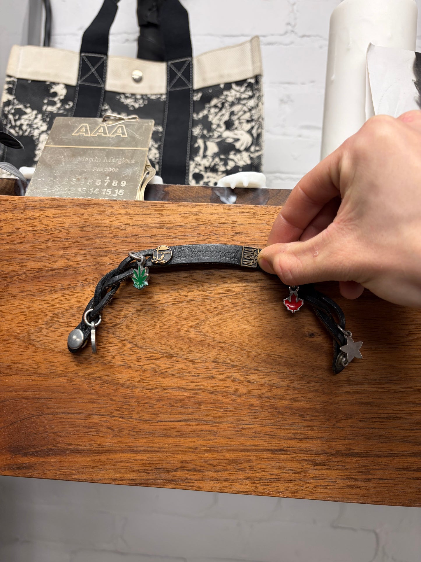 SS2005 Dsquared2 ‘Weed Charm’ Braided Leather Bracelet