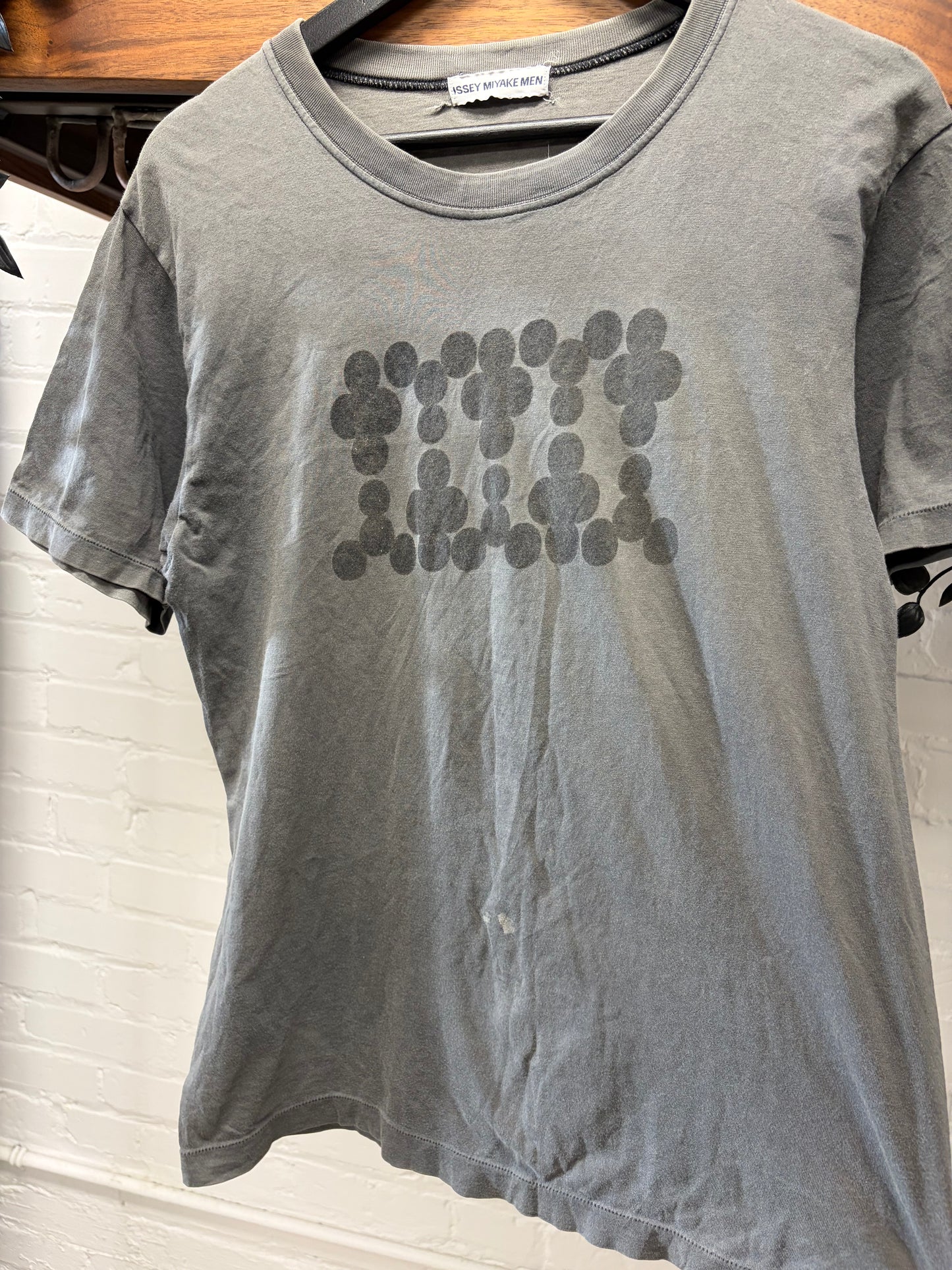 Vintage Issey Miyake ‘Dots’ Washed Grey Graphic T-Shirt