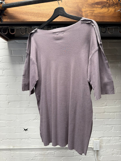 AW1998 Raf Simons ‘Radioactivity’ Skull Graphic Raw Hem ‘Plum’ Faded T-Shirt