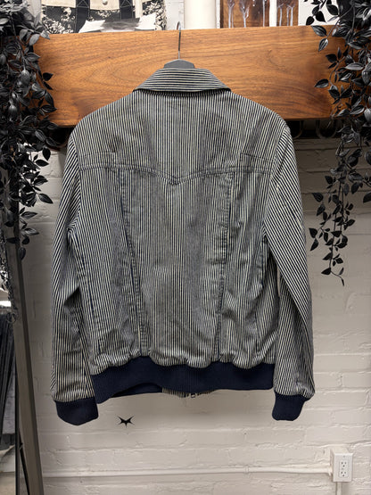 Number (N)ine Hickory Stripe Blue/White Zip-Up Denim Work Jacket