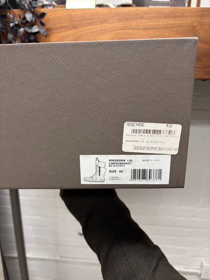 Rick Owens Ponyhair Black/Milk ‘Cargobasket’ High Top Sneakers