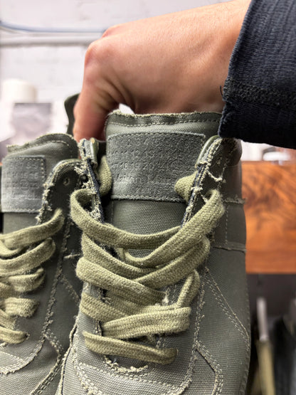 Maison Margiela ‘G.A.T.’ Military Green Distressed Canvas Low Top Sneakers