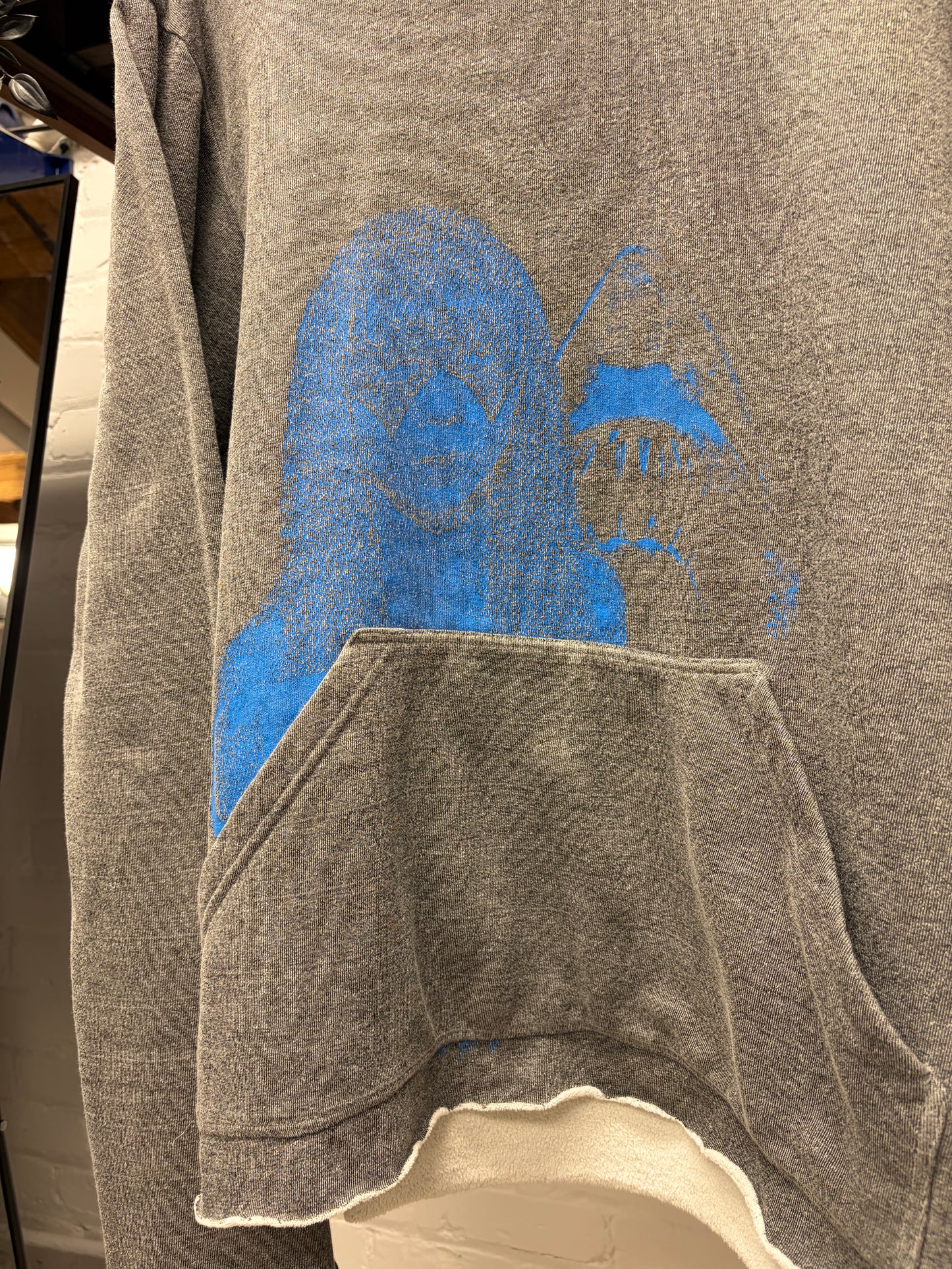 SS2003 Raf Simons Consumed ‘Penelope’ Blue/Grey Raw Hem Hoodie