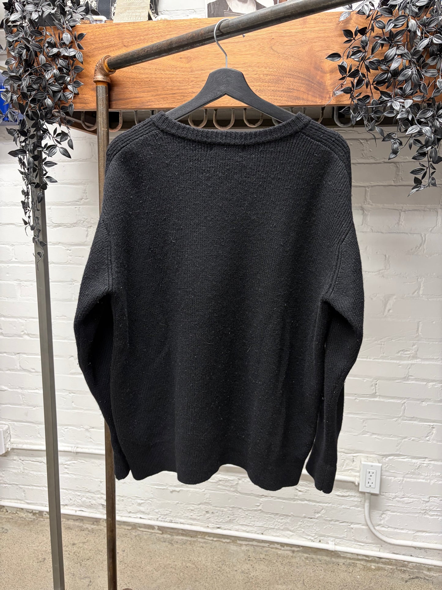 Yohji Yamamoto Pour Homme Quarter Zip Black Wool Knit Sweater
