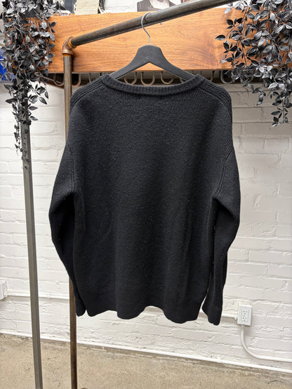 Yohji Yamamoto Pour Homme Quarter Zip Black Wool Knit Sweater