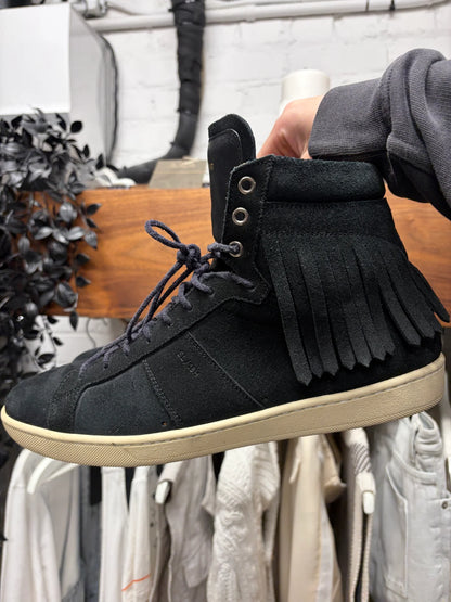 Saint Laurent SL/18H Fringed Black Suede High Top Sneakers