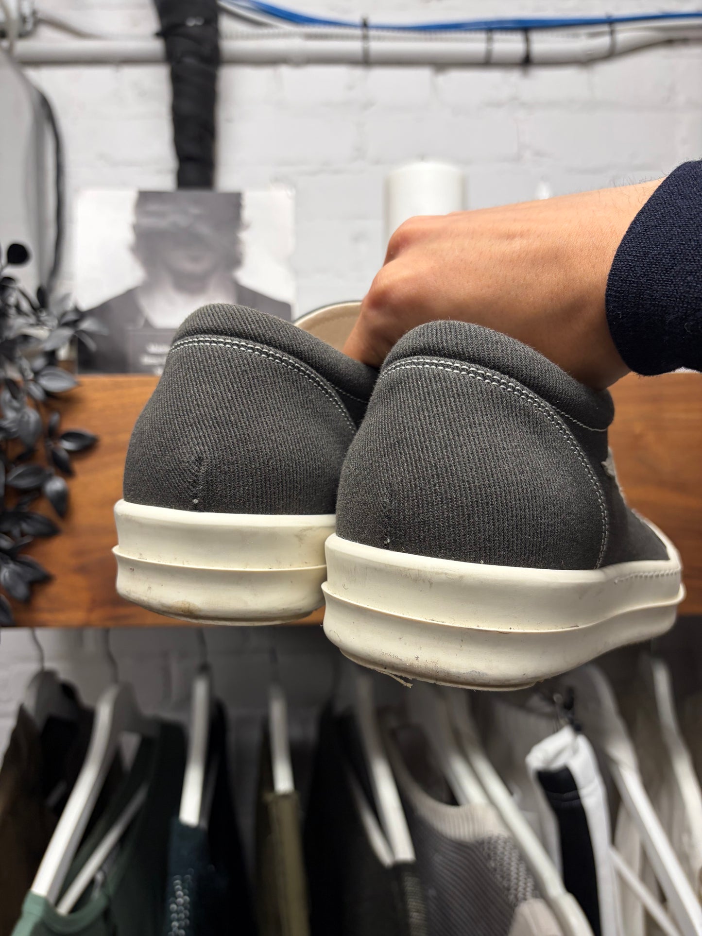 Rick Owens Grey Canvas ‘Vans’ Low Top Sneakers
