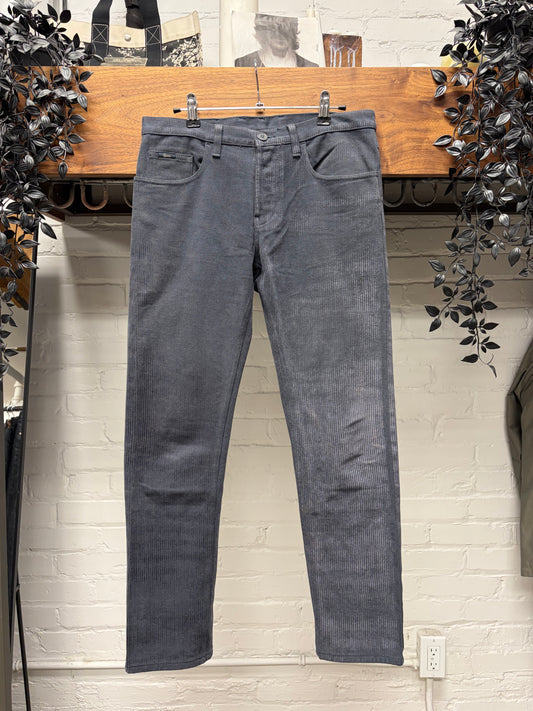 Gucci Waxed Silver Slim/Skinny Cut Vertical Corduoy Pants