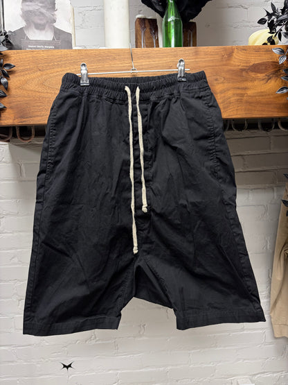 Rick Owens ‘Forever’ Mainline Drop Crotch Black Drawstring ‘Pod’ Shorts