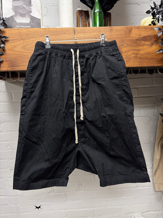 Rick Owens ‘Forever’ Mainline Drop Crotch Black Drawstring ‘Pod’ Shorts