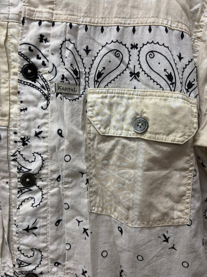 Kapital Cream ‘Paisley’ Bandanna Patch Buckle-Back Trucker Jacket