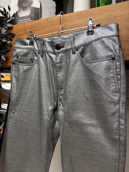 2018 Saint Laurent Silver Waxed ‘D02’ Skinny Jeans