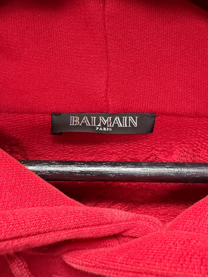 Balmain Double Side-Zip ‘Ancient Dragon’ Embroidered Red Hoodie