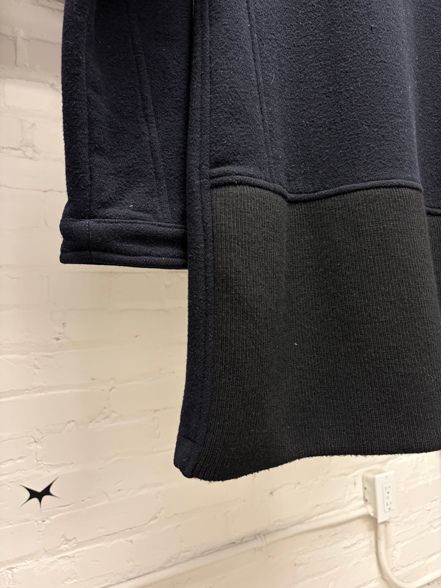 90s Early Number (N)ine ‘Switching Panels’ Black Long Wool Coat