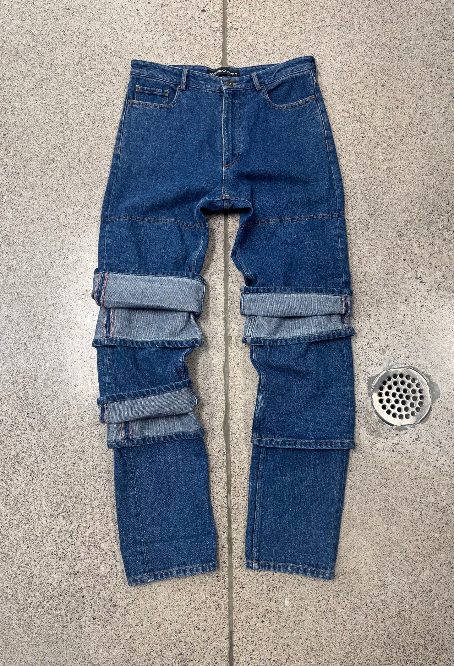 Y-Project Multi-Cuffed Blue Jeans