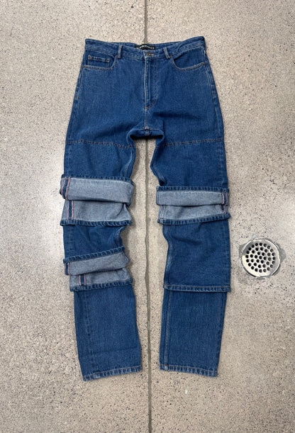 Y-Project Multi-Cuffed Blue Jeans