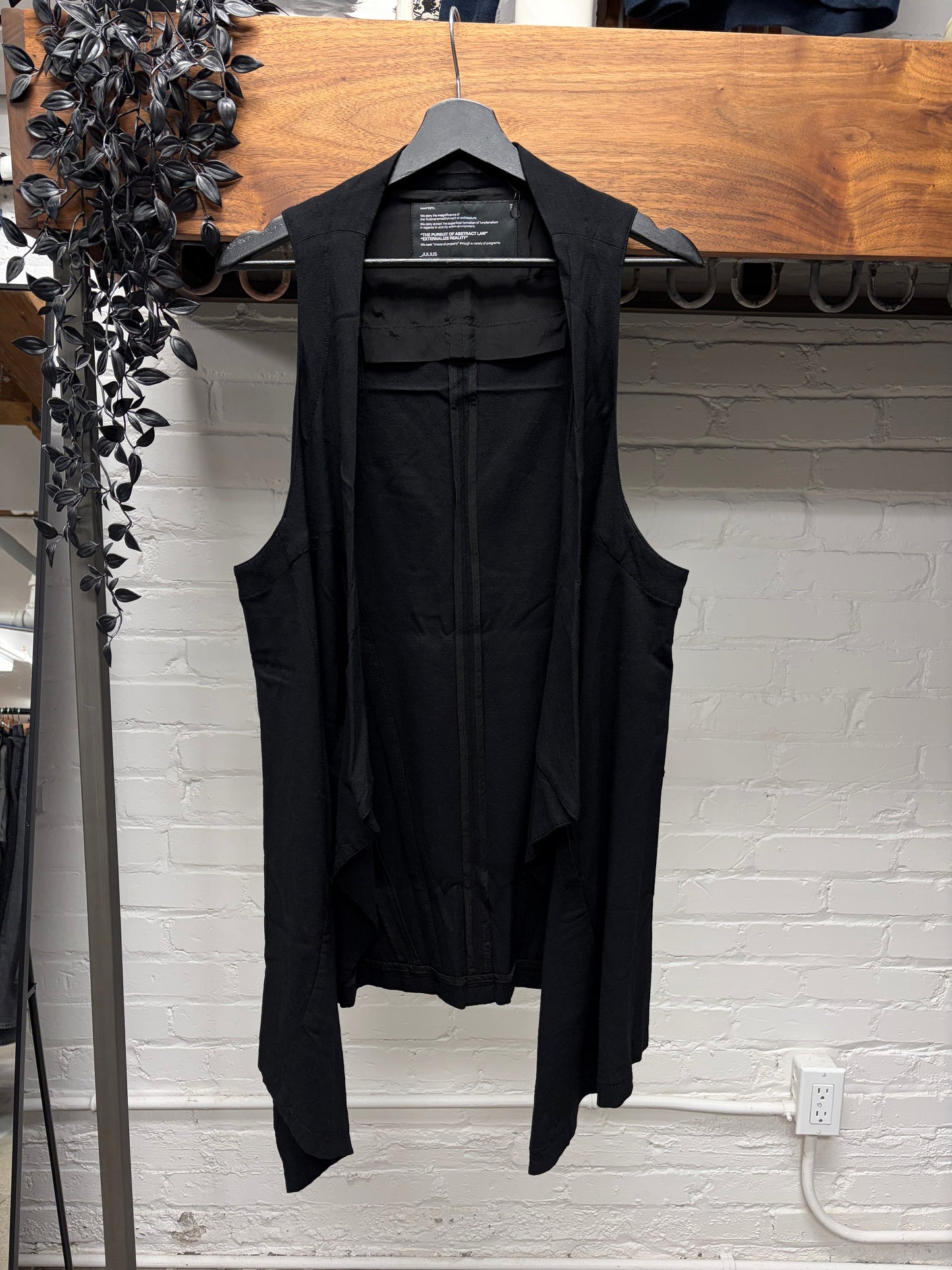 SS2012 Julius Black Silk/Rayon ‘Curtain Drape’ Vest