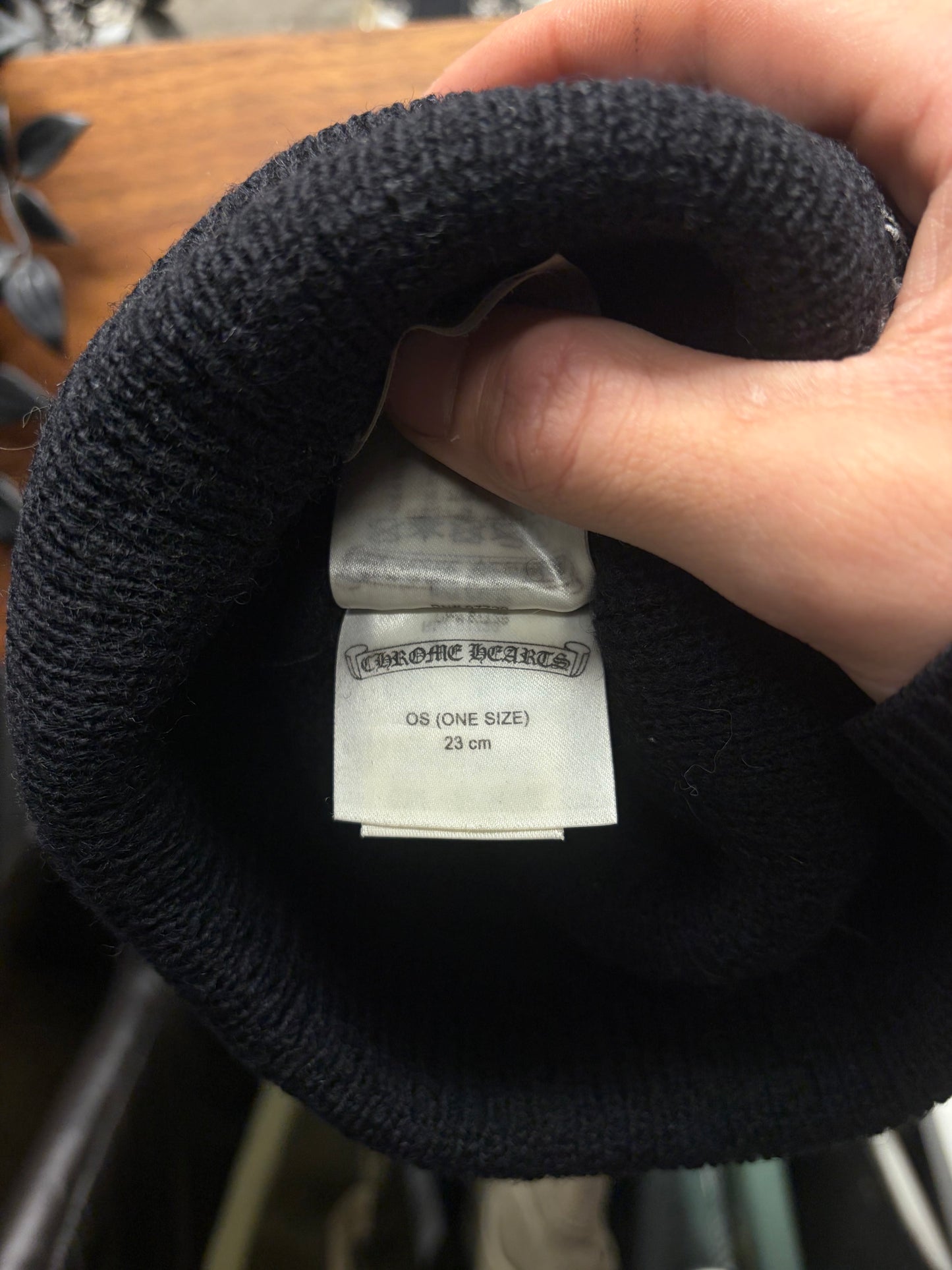 Chrome Hearts Horseshoe/Plus Cross Ribbed Black Beanie