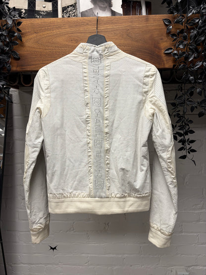 Chanel Identification ‘Perforated Logo’ Cream White Panelled Moto Racing Jacket