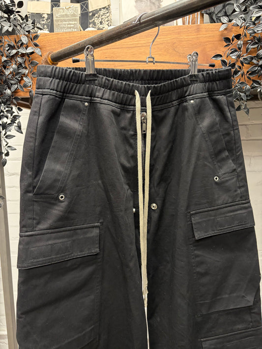Rick Owens DRKSHDW ‘Cargo Bela’ Black Wide Leg Drawstring Pants