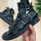 14th Addiction Black Calfskin Leather ‘Gladiator’ Spartan High Top Sandals