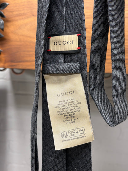 Gucci GG Micro Monogram Grey Silk Tie