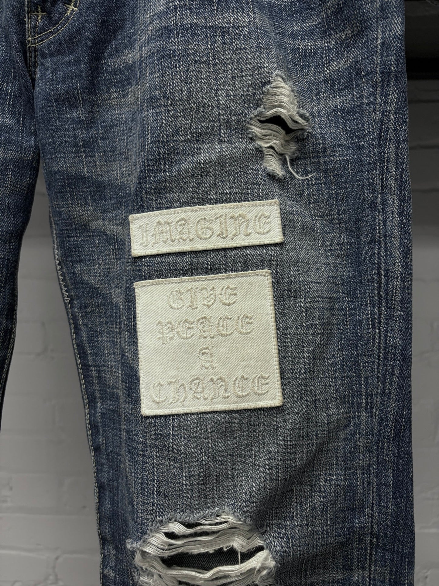 AW2004 Number (N)ine ‘Give Peace a Chance’ Blue Patchwork Denim