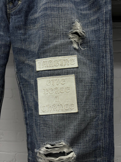 AW2004 Number (N)ine ‘Give Peace a Chance’ Blue Patchwork Denim