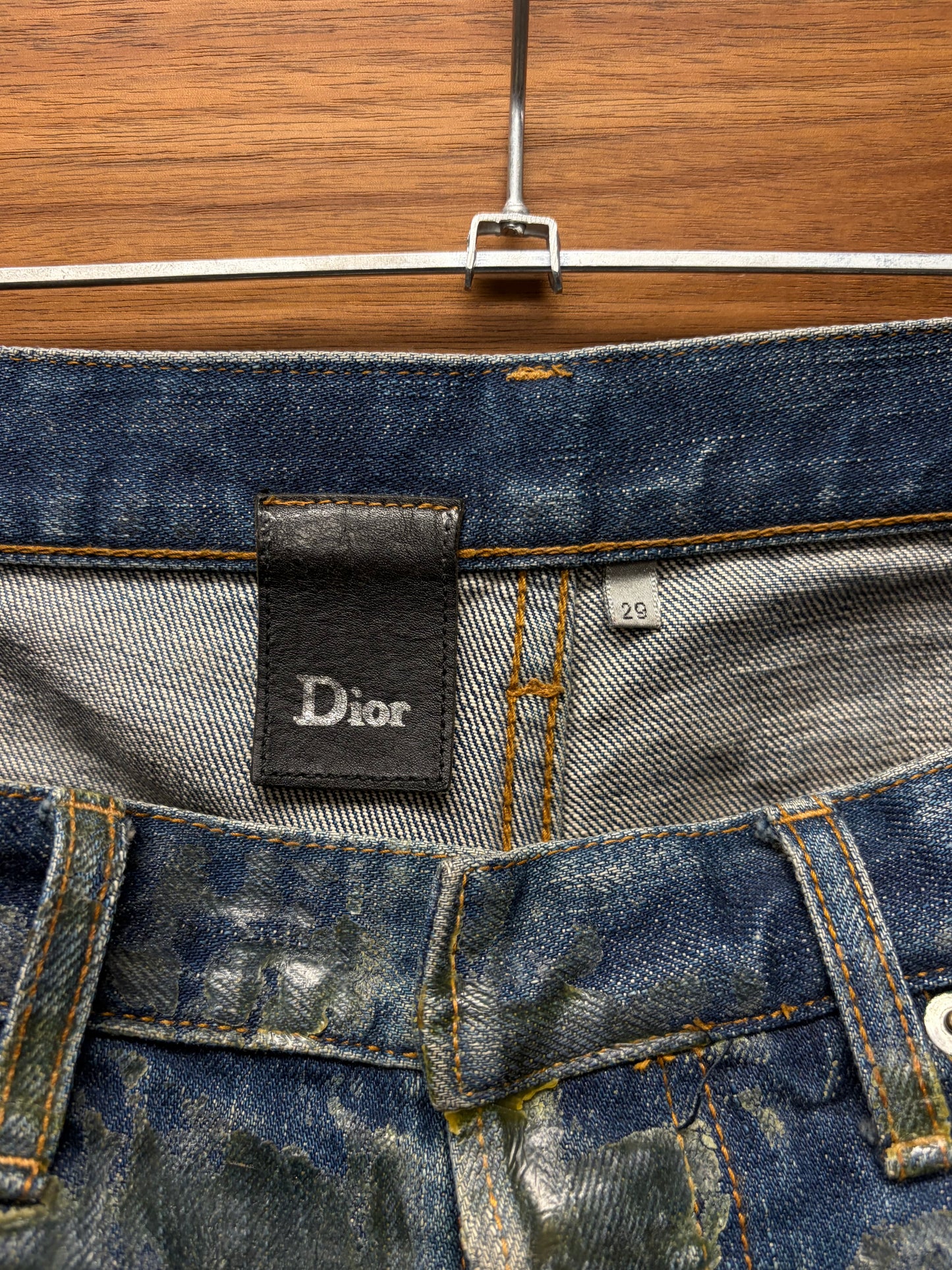 AW2008 Dior Homme ‘Luster’ Waxed Blue Skinny Jeans