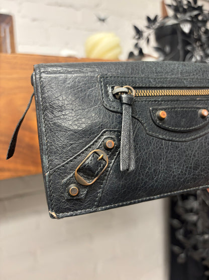 Balenciaga ‘Le City’ Continental Black Leather Long Wallet