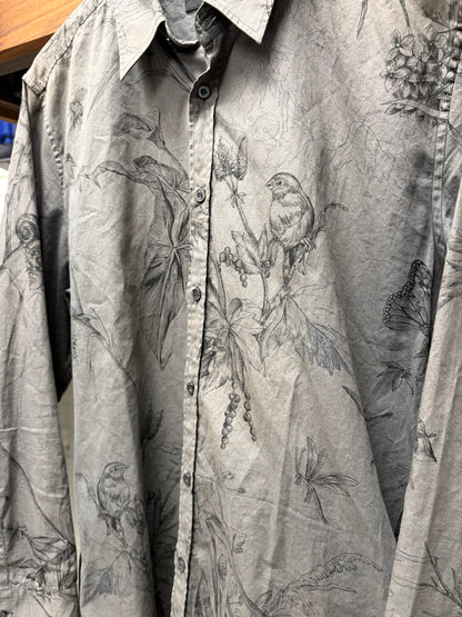 Vintage Gucci ‘Botanical’ Patterned Mute Grey/Purple Button Up Shirt