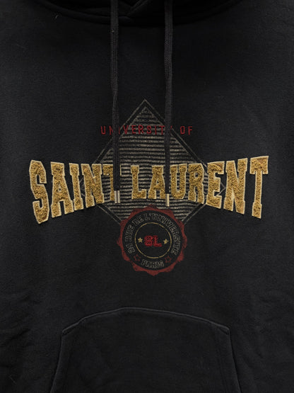 2021 Saint Laurent ‘Collegiate Logo’ Black Pullover Hoodie