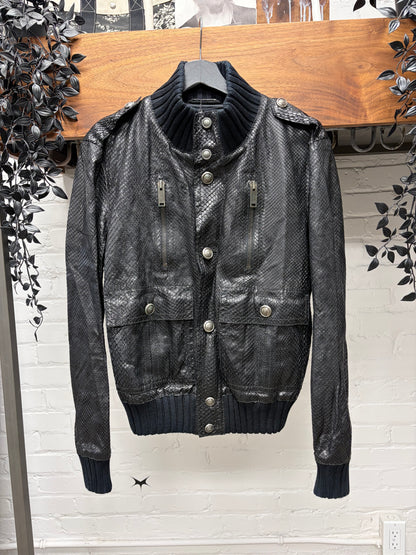 SS2005 Gucci by Frida Giannini ‘Madonna’ Black Genuine Python Leather Bomber Jacket
