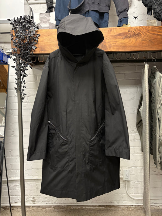 SS2023 Rick Owens ‘Edfu’ Black Shell Hooded Raincoat