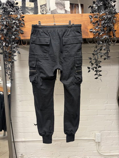 AW2018 Rick Owens ‘Sisyphus’ Black Drawstring Cargo Joggers