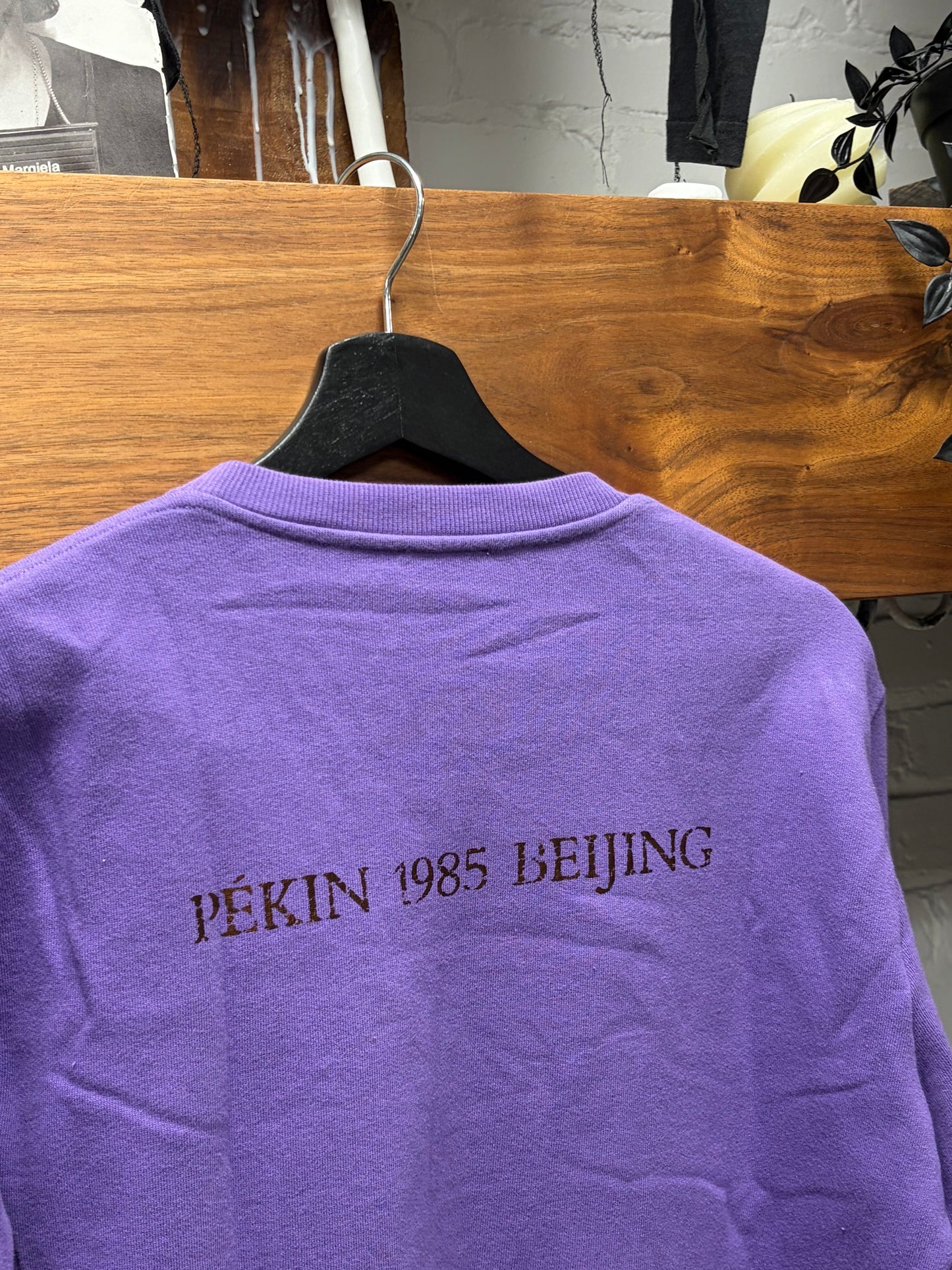 Saint Laurent ‘1985 Pekin Beijing’ Gold Foil Logo Purple Sweatshirt