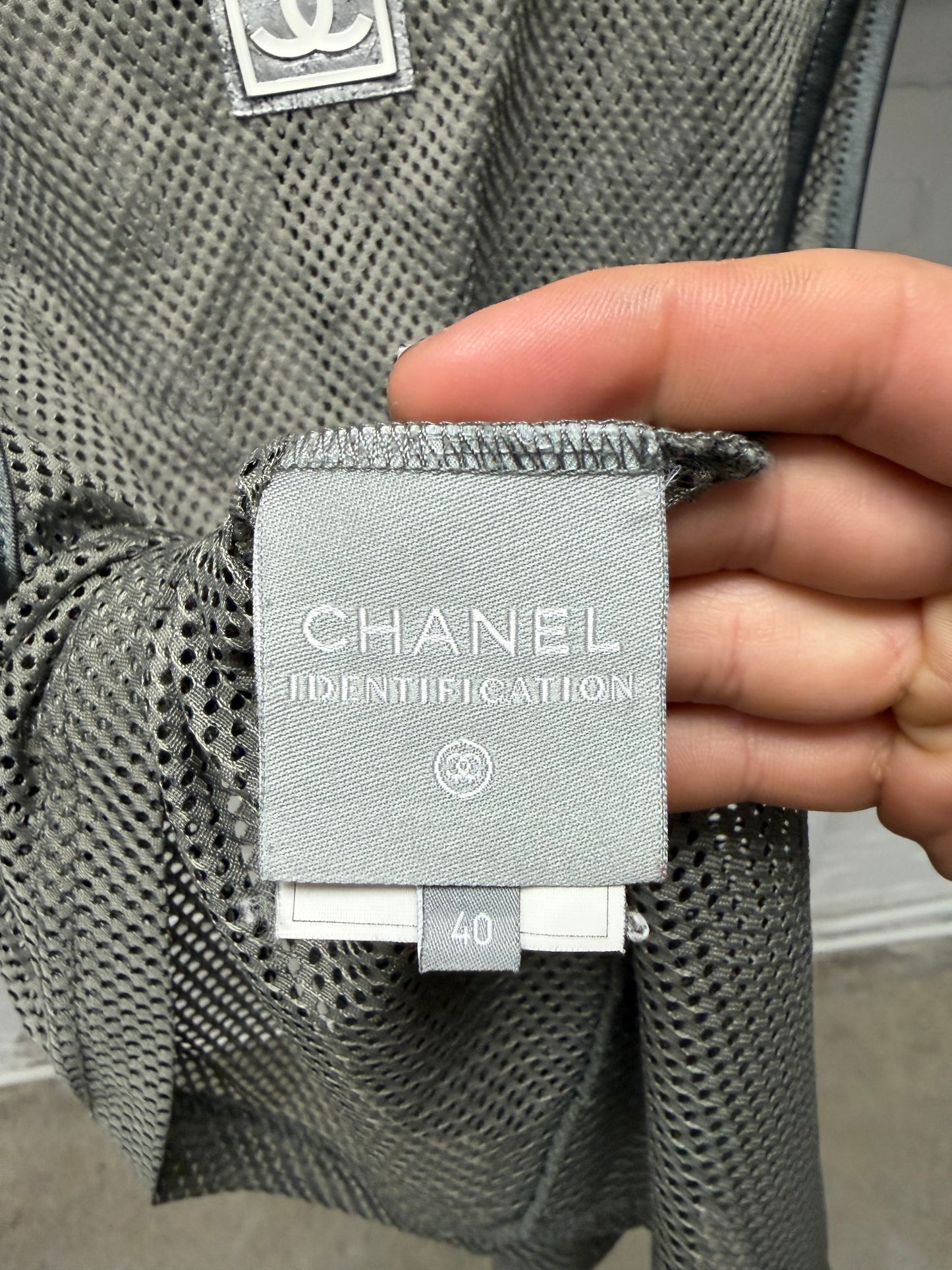 SS2003 Chanel ‘Identification’ Grey Mesh Basketball Jersey Sleeveless Top