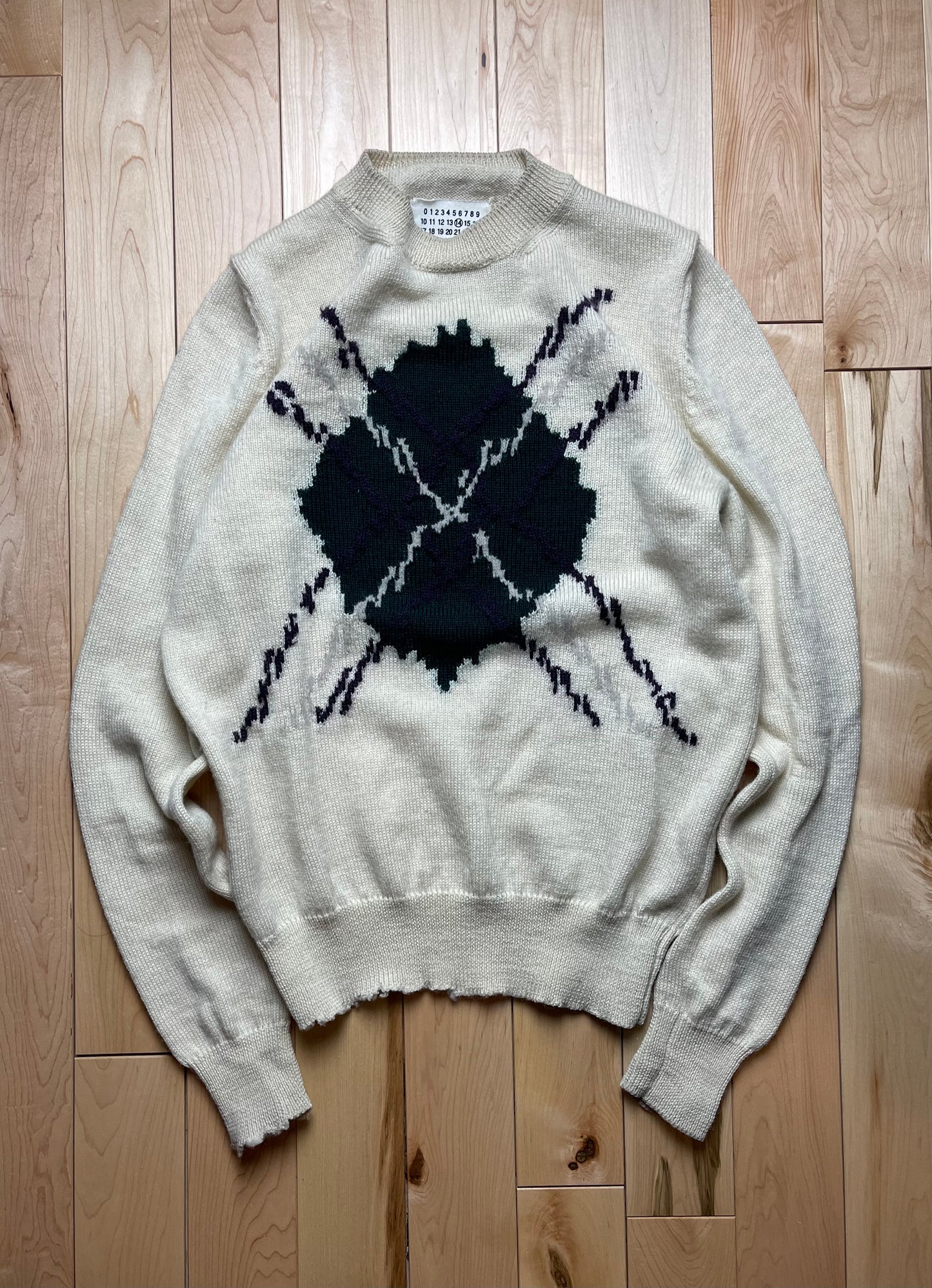 Margiela Cream White Diamond Knit Sweater