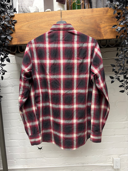 AW2015 Saint Laurent by Hedi Slimane 'Shadow Plaid' Red/White Flannel Shirt