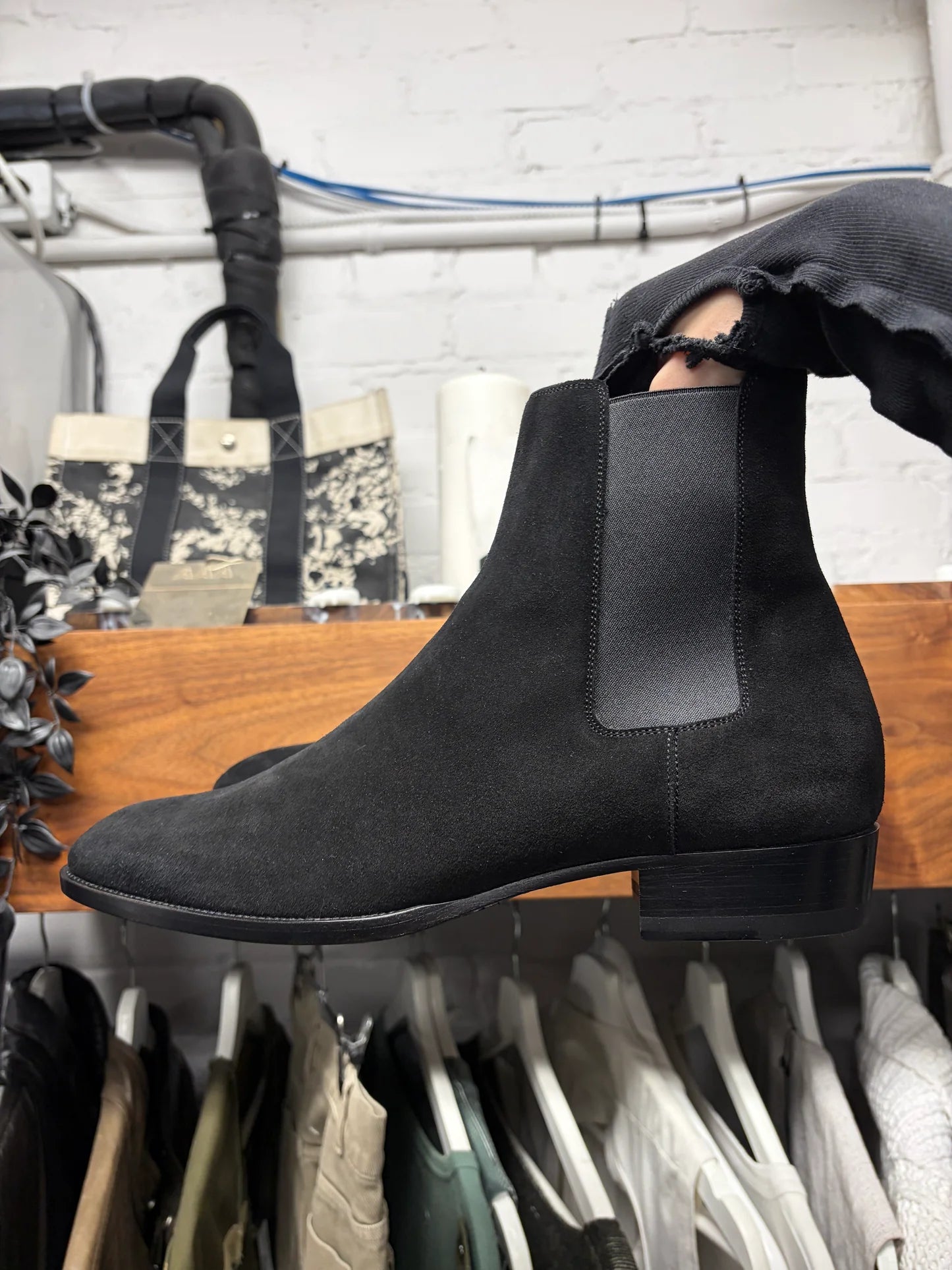 Saint Laurent ‘Wyatt’ Black Suede Chelsea Boots