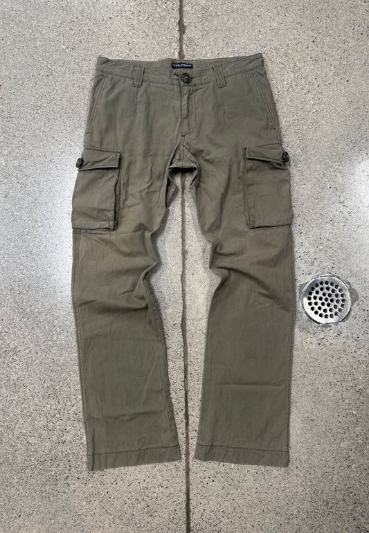 2000s Dolce & Gabbana Brown Flared Cut Cargo Pants